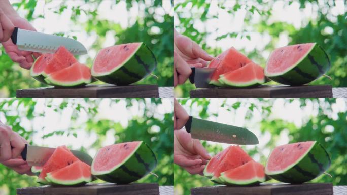 切西瓜吃西瓜唯美夏天空镜炎热夏天清凉一夏