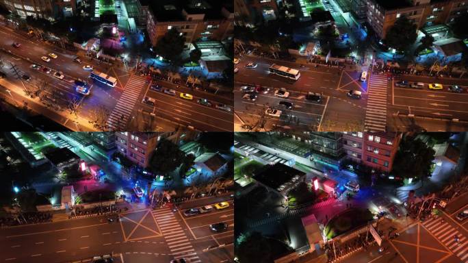 【4K航拍】夜间救护车进站-上海六院