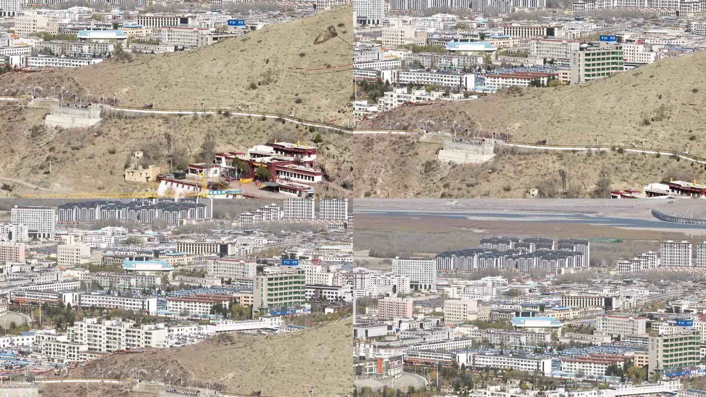 西藏山南市城市风光航拍