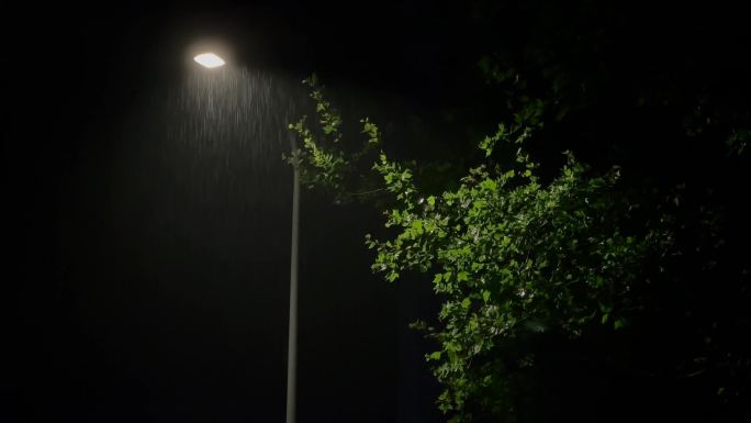 原创雨夜路灯