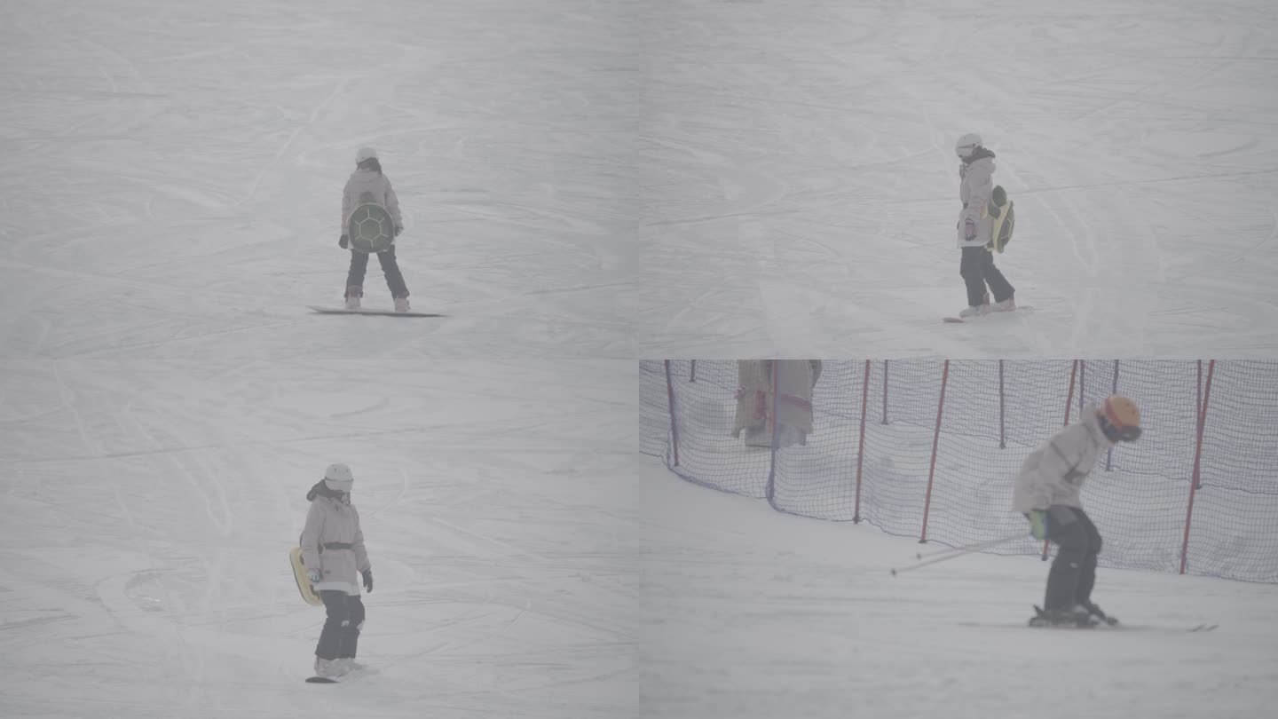 滑雪场女游客滑雪体验