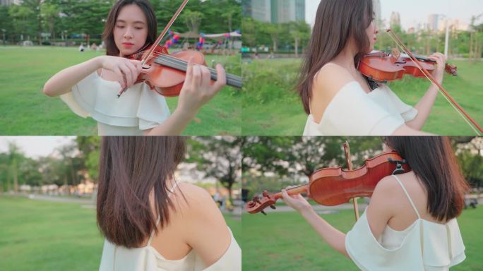 拉小提琴的美女