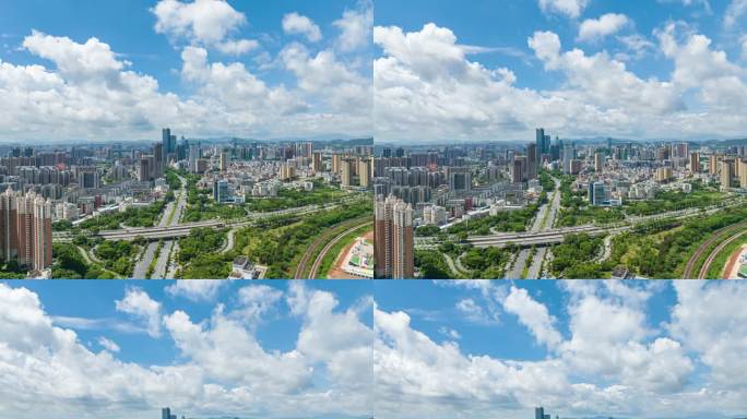 惠州江北CBD延时拍摄-蓝天白云
