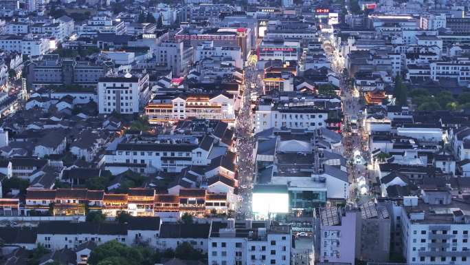 苏州中心 古城区 园区 航拍 夜景 蓝调