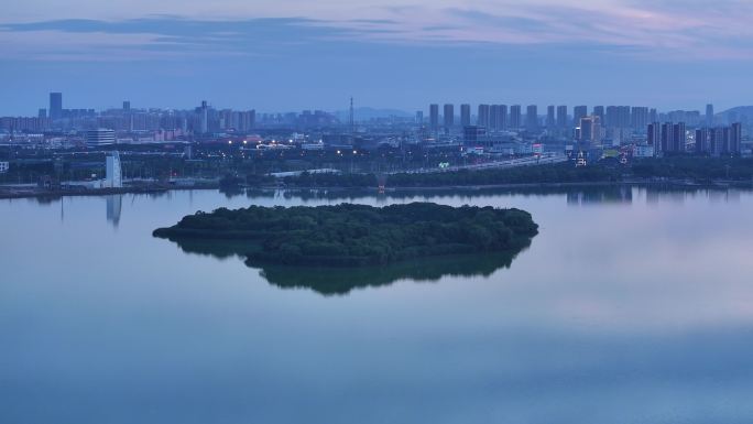 尹山湖 吴中区 落日 航拍 夜景 蓝调