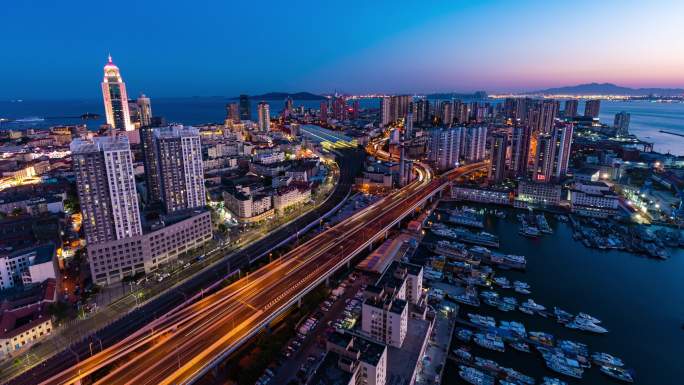 固定延时-青岛西部城市车流日转夜