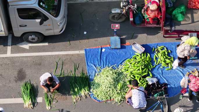 航拍东北早市 地摊经济 赶集 早市