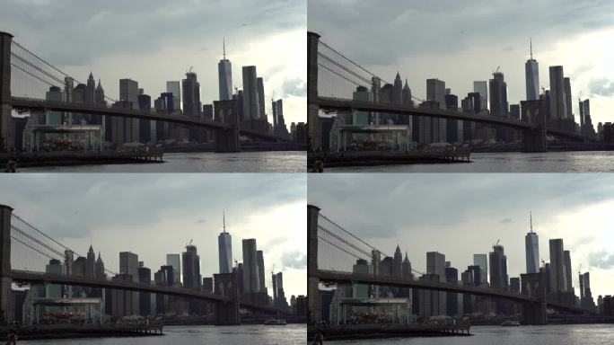 美国纽约都市建筑布鲁克林大桥逆光固定机位