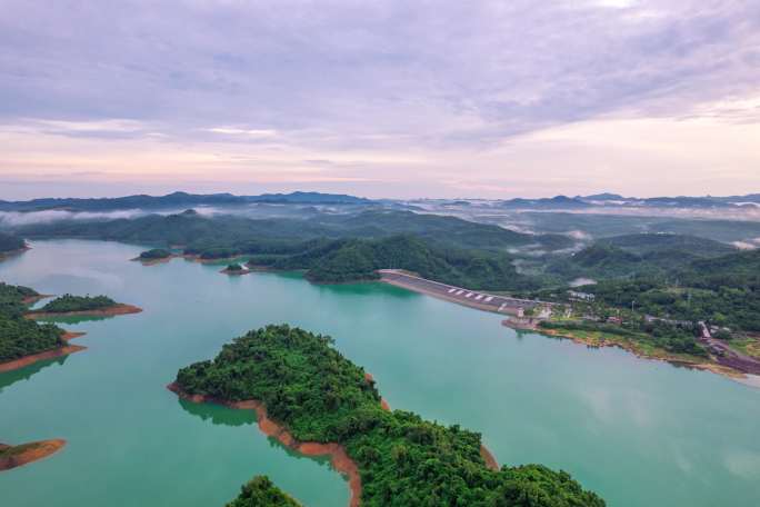 海南儋州松涛水库航拍延时