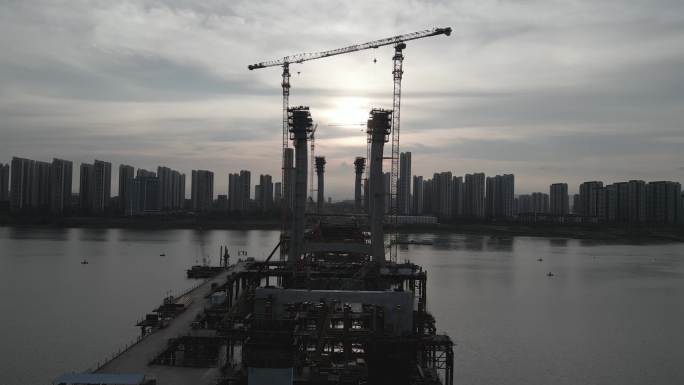 南昌 在建 洪州大桥 施工工地 跨江大桥