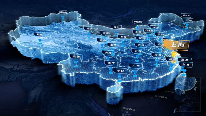 简洁明亮科技中国区位辐射地图