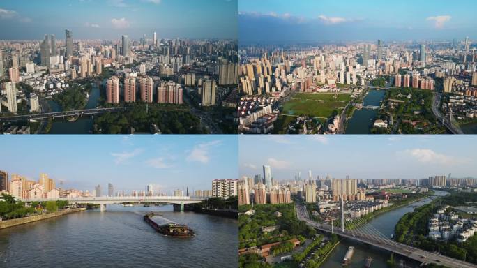 京杭大运河无锡段4k航拍延时全景跟船
