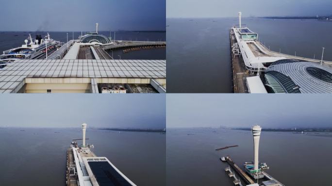 航拍上海吴淞码头一镜到底原片