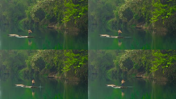 江南山水 划船 小船 湖水