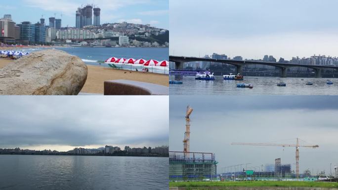 湖面行驶 波光粼粼 都市风光