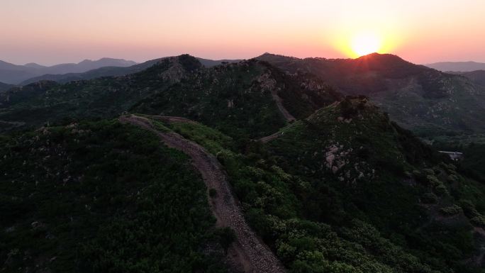 航拍山东济南长清区战国齐长城