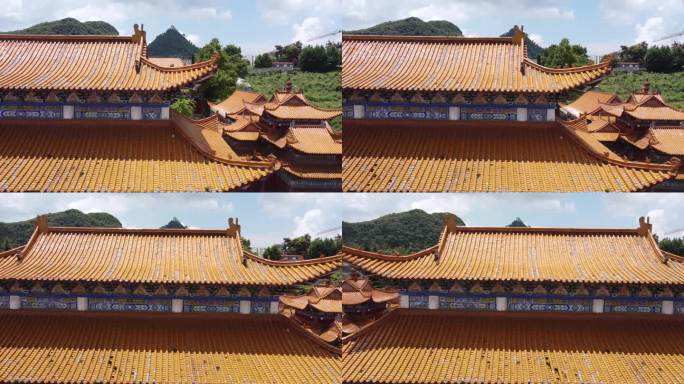 航拍贵州安龙皇宫中式人文景观