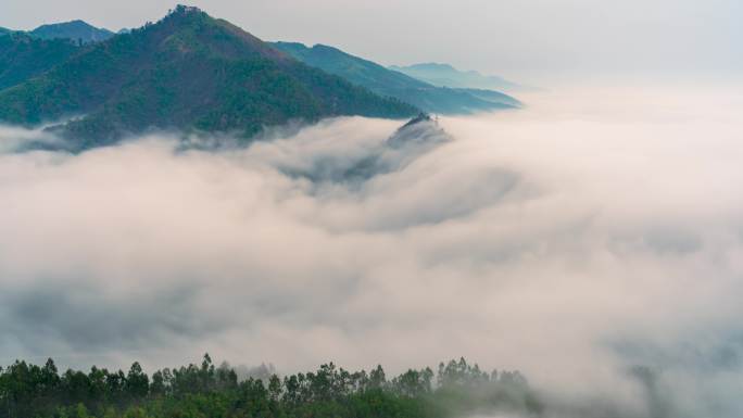 原创8K洪江古商城嵩云山密岩尖云海云瀑