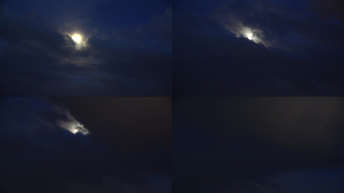 乌云月亮延时夜晚天空云朵流动中秋十五月亮
