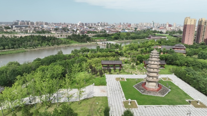 河南郑州新郑地标建筑历史古迹凤台寺塔航拍