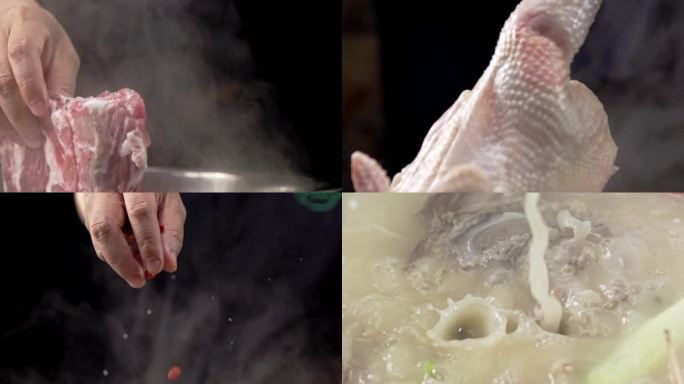 食材入锅 排骨 鸡肉 炖汤 骨头汤 高汤