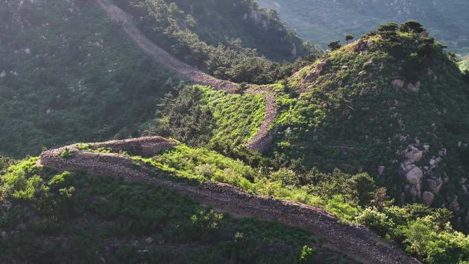 航拍山东济南长清区战国齐长城