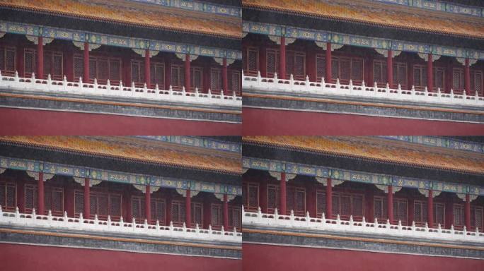 阴雨天北京故宫午门和玉带河