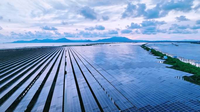 太阳能鱼塘光伏发电风力发电清洁能源碳中和
