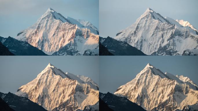 夏塔雪山日照金山延时摄影