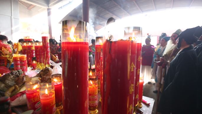 农村祠堂宗祠寺庙祭祀祭祖祭品供品蜡烛实拍