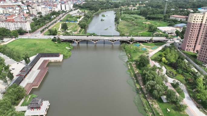 河南新郑城市地标大景空镜头原素材航拍