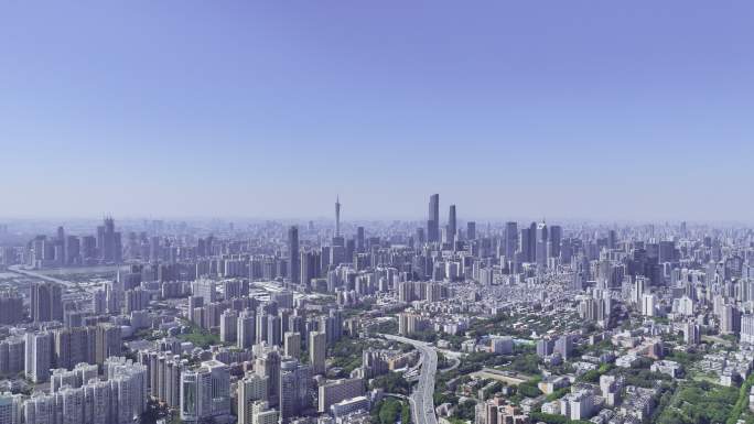 超高清航拍广州天河城市天际线城市风光