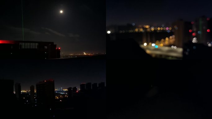 城市夜景月光星空  凌晨城市在呼吸