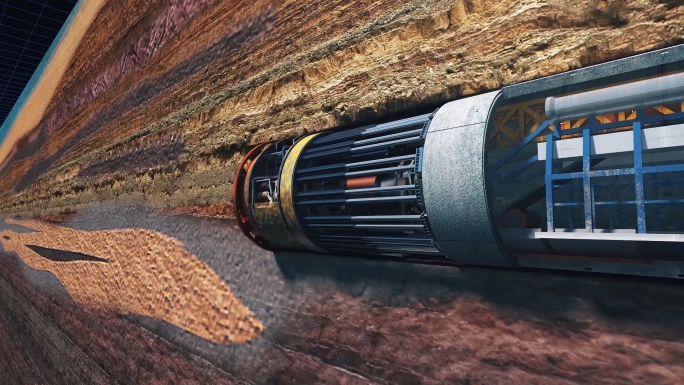 盾构机掘进TBM矿山法隧道开挖三维动画
