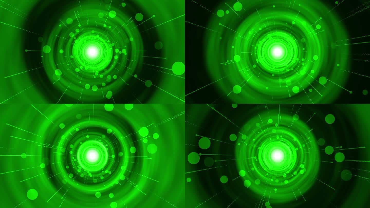 4K绿色粒子冲屏时空隧道无缝循环