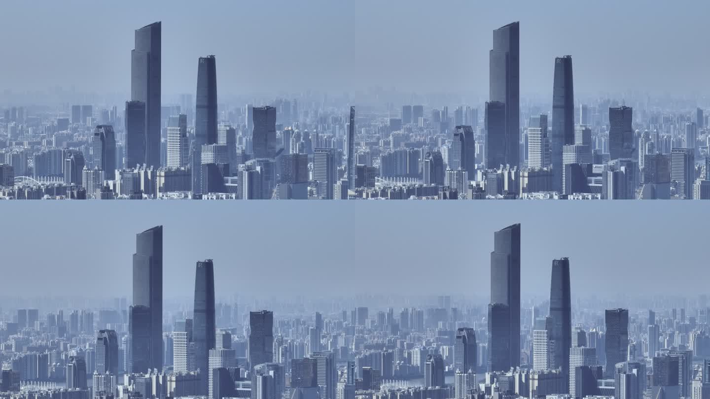 超高清长焦航拍广州天河城市天际线城市风光