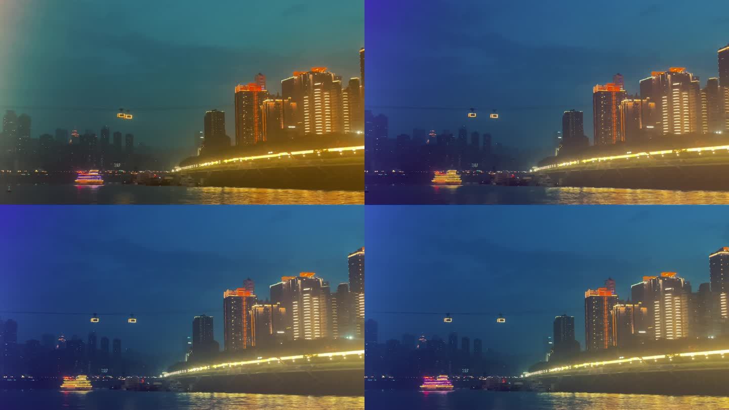 重庆长江索道夜景缆车
