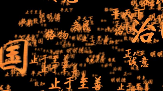 儒家大学之道格物致知修身齐家治国3D文字