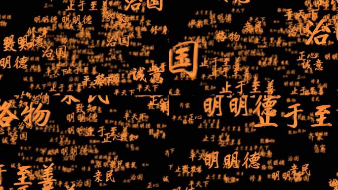 儒家大学之道格物致知修身齐家治国3D文字