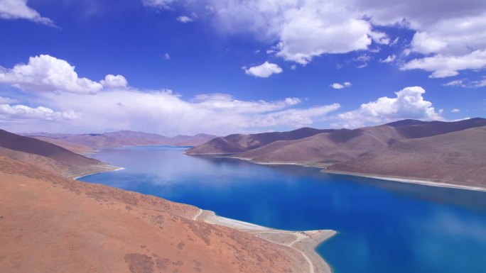 西藏羊卓雍措湖高清航拍