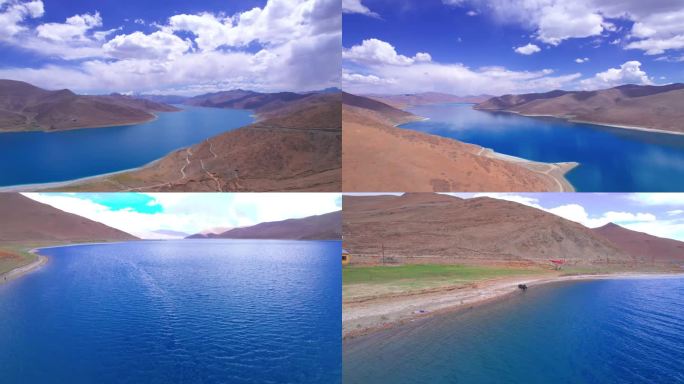 西藏羊卓雍措湖高清航拍
