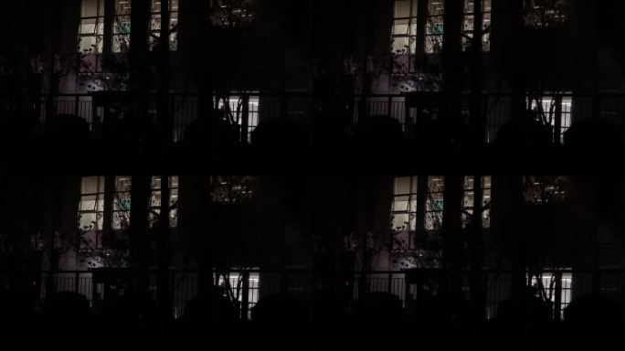 窗户晚上夜灯深夜 灯光窗外亮灯大楼夜景