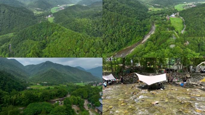 4K航拍大围山小溪畔夏日户外溯溪活动9