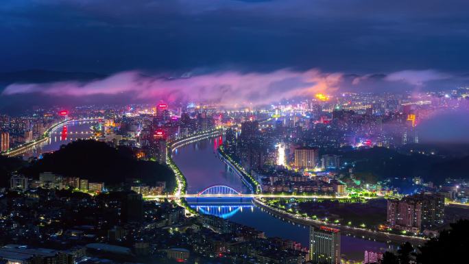 韶关市区夜景平流云