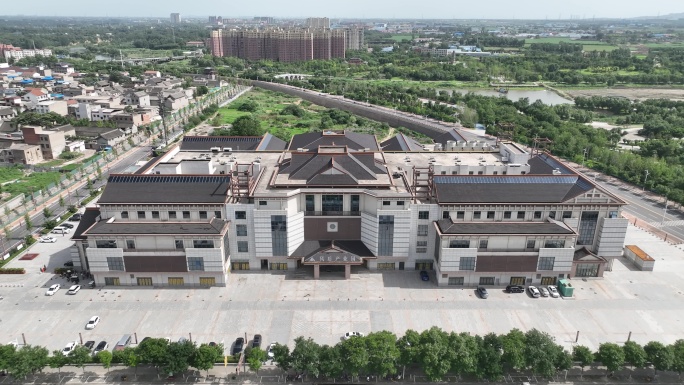 河南新郑城市地标大景空镜头原素材航拍