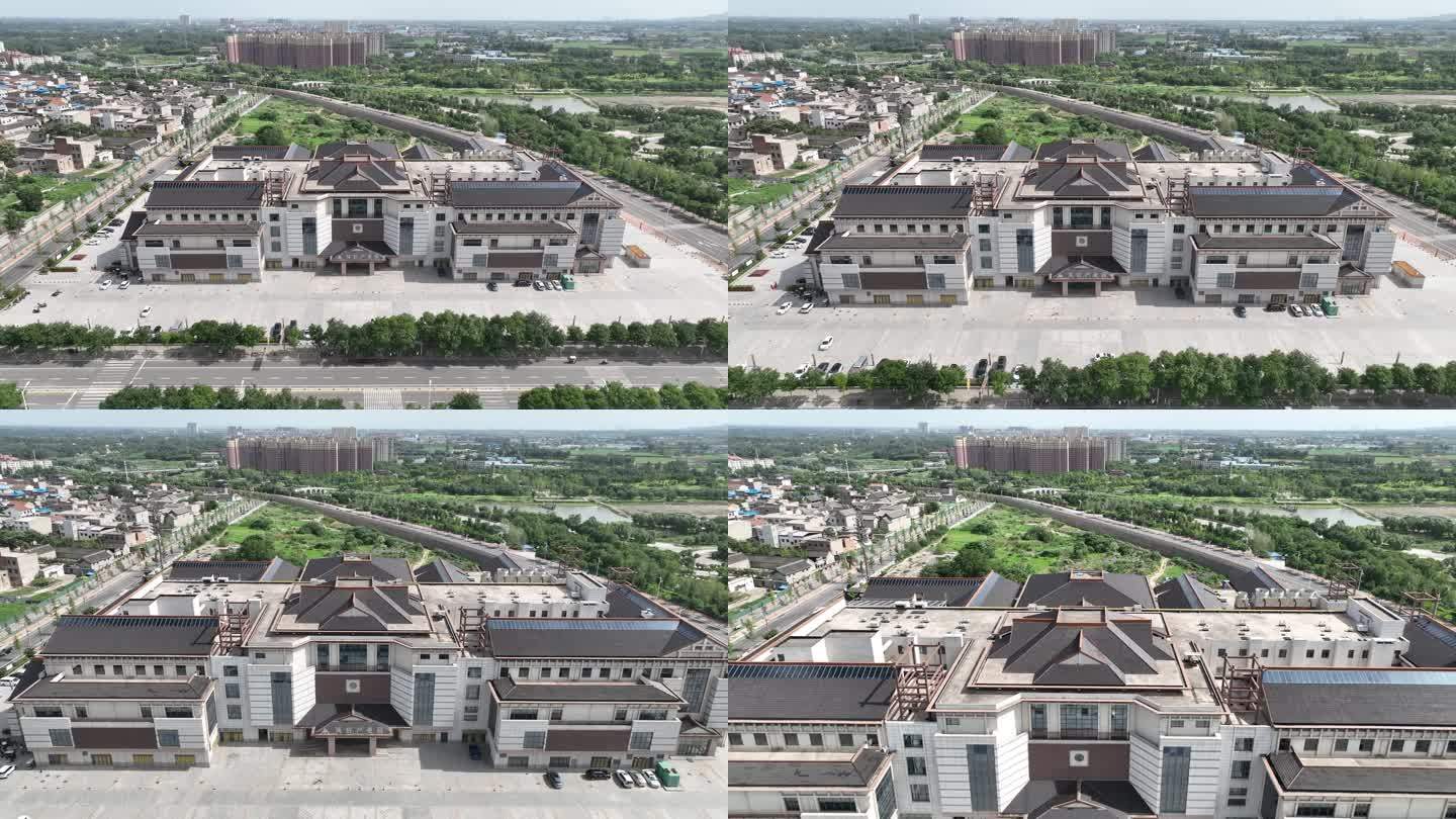 河南新郑城市地标大景空镜头原素材航拍