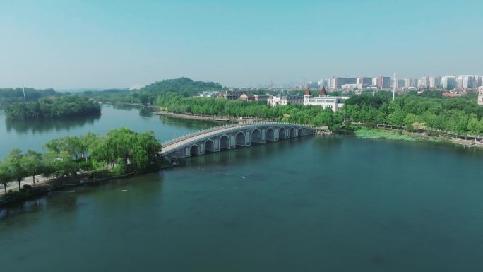 唐山南湖·开滦旅游景区九孔桥白天阴天