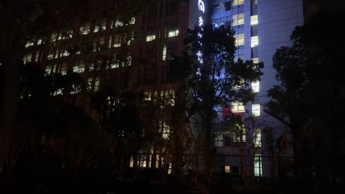 夜灯深夜灯光大楼 窗外窗户加班亮灯晚上