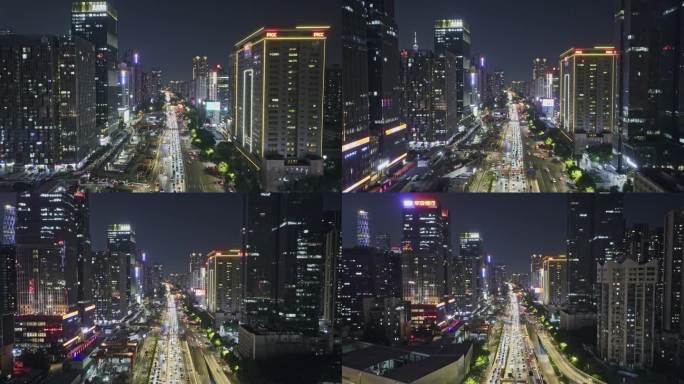 航拍城市夜景道路