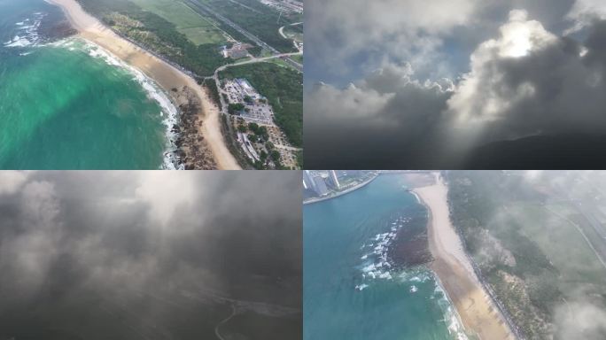 穿过光影下的日月湾海岸线